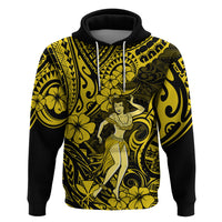 Hawaii Hula Girl Hoodie Hibiscus Hawaii Tribal Tattoo Yellow Version - Wonder Print Shop