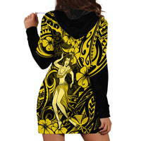 Hawaii Hula Girl Hoodie Dress Hibiscus Hawaii Tribal Tattoo Yellow Version - Wonder Print Shop