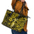 Hawaii Hula Girl Leather Tote Bag Hibiscus Hawaii Tribal Tattoo Yellow Version - Wonder Print Shop