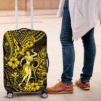 Hawaii Hula Girl Luggage Cover Hibiscus Hawaii Tribal Tattoo Yellow Version - Wonder Print Shop
