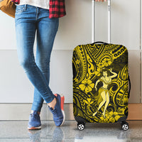 Hawaii Hula Girl Luggage Cover Hibiscus Hawaii Tribal Tattoo Yellow Version - Wonder Print Shop