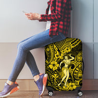 Hawaii Hula Girl Luggage Cover Hibiscus Hawaii Tribal Tattoo Yellow Version - Wonder Print Shop