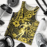 Hawaii Hula Girl Men Tank Top Hibiscus Hawaii Tribal Tattoo Yellow Version - Wonder Print Shop