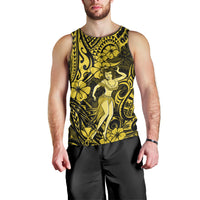 Hawaii Hula Girl Men Tank Top Hibiscus Hawaii Tribal Tattoo Yellow Version - Wonder Print Shop