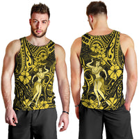 Hawaii Hula Girl Men Tank Top Hibiscus Hawaii Tribal Tattoo Yellow Version - Wonder Print Shop