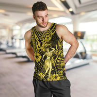 Hawaii Hula Girl Men Tank Top Hibiscus Hawaii Tribal Tattoo Yellow Version - Wonder Print Shop
