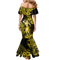 Hawaii Hula Girl Mermaid Dress Hibiscus Hawaii Tribal Tattoo Yellow Version - Wonder Print Shop