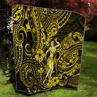Hawaii Hula Girl Quilt Hibiscus Hawaii Tribal Tattoo Yellow Version - Wonder Print Shop