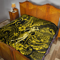 Hawaii Hula Girl Quilt Hibiscus Hawaii Tribal Tattoo Yellow Version - Wonder Print Shop