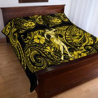 Hawaii Hula Girl Quilt Bed Set Hibiscus Hawaii Tribal Tattoo Yellow Version - Wonder Print Shop