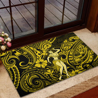 Hawaii Hula Girl Rubber Doormat Hibiscus Hawaii Tribal Tattoo Yellow Version - Wonder Print Shop