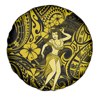 Hawaii Hula Girl Spare Tire Cover Hibiscus Hawaii Tribal Tattoo Yellow Version - Wonder Print Shop