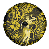 Hawaii Hula Girl Spare Tire Cover Hibiscus Hawaii Tribal Tattoo Yellow Version - Wonder Print Shop