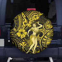 Hawaii Hula Girl Spare Tire Cover Hibiscus Hawaii Tribal Tattoo Yellow Version - Wonder Print Shop