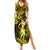 Hawaii Hula Girl Summer Maxi Dress Hibiscus Hawaii Tribal Tattoo Yellow Version - Wonder Print Shop