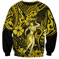 Hawaii Hula Girl Sweatshirt Hibiscus Hawaii Tribal Tattoo Yellow Version - Wonder Print Shop