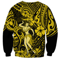 Hawaii Hula Girl Sweatshirt Hibiscus Hawaii Tribal Tattoo Yellow Version - Wonder Print Shop