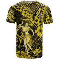 Hawaii Hula Girl T Shirt Hibiscus Hawaii Tribal Tattoo Yellow Version - Wonder Print Shop