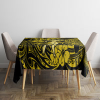 Hawaii Hula Girl Tablecloth Hibiscus Hawaii Tribal Tattoo Yellow Version - Wonder Print Shop
