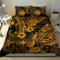 Hawaii Pineapple Bedding Set Paradise Flowers Pacific With Gold Polynesian Tribal - Wonder Print Shop