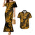 Hawaii Pineapple Couples Matching Mermaid Dress and Hawaiian Shirt Paradise Flowers Pacific With Gold Polynesian Tribal - Wonder Print Shop