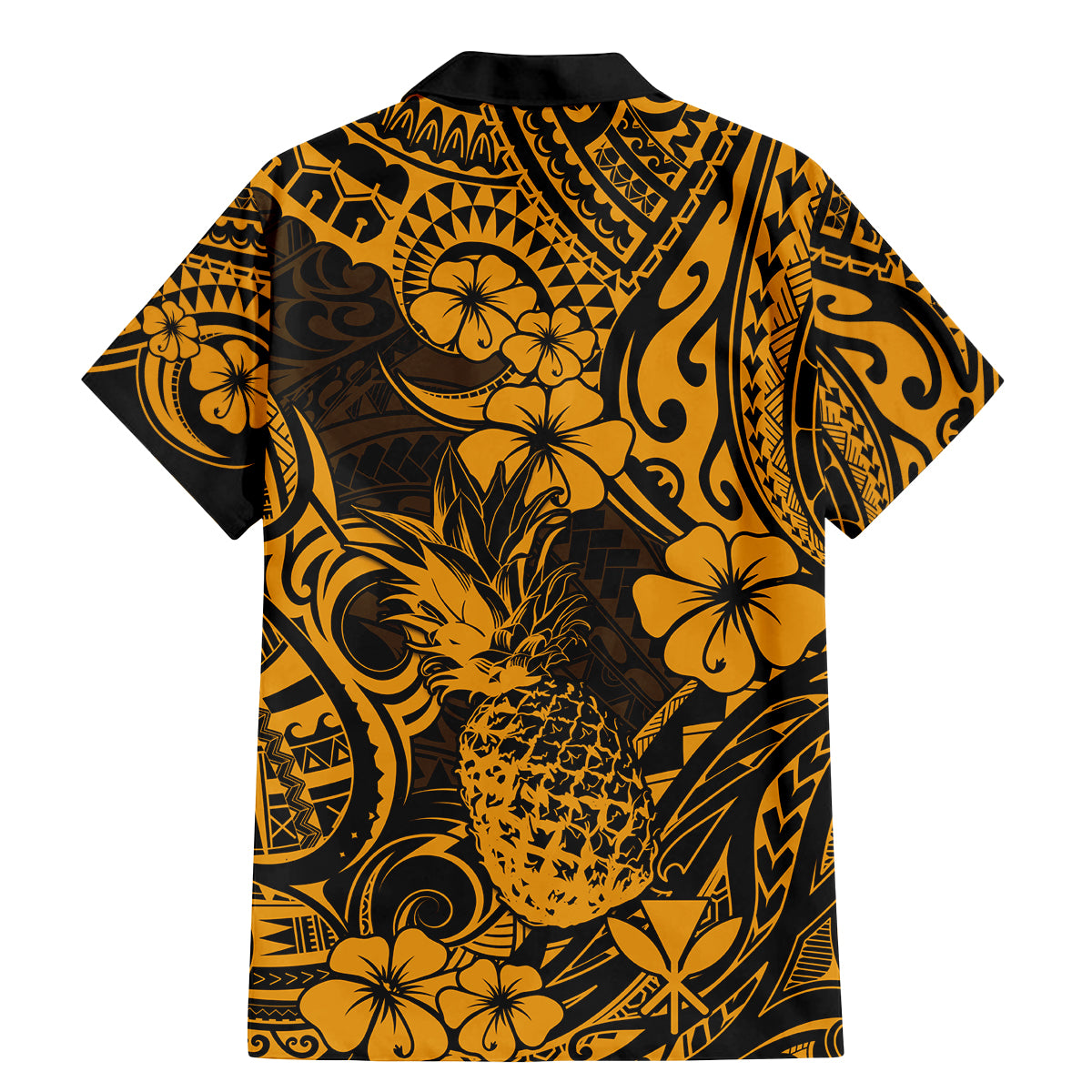 Hawaii Pineapple Family Matching Mermaid Dress and Hawaiian Shirt Paradise Flowers Pacific With Gold Polynesian Tribal - Wonder Print Shop