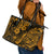 Hawaii Pineapple Leather Tote Bag Paradise Flowers Pacific With Gold Polynesian Tribal - Wonder Print Shop
