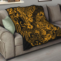 Hawaii Pineapple Quilt Paradise Flowers Pacific With Gold Polynesian Tribal - Wonder Print Shop