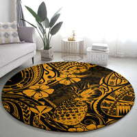 hawaii-pineapple-round-carpet-paradise-flowers-pacific-with-gold-polynesian-tribal