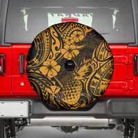 Hawaii Pineapple Spare Tire Cover Paradise Flowers Pacific With Gold Polynesian Tribal - Wonder Print Shop