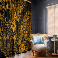 Hawaii Pineapple Window Curtain Paradise Flowers Pacific With Gold Polynesian Tribal - Wonder Print Shop