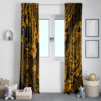 Hawaii Pineapple Window Curtain Paradise Flowers Pacific With Gold Polynesian Tribal - Wonder Print Shop