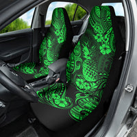 Hawaii Pineapple Car Seat Cover Paradise Flowers Pacific With Green Polynesian Tribal - Wonder Print Shop