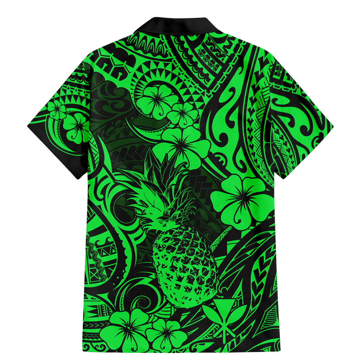 Hawaii Pineapple Family Matching Mermaid Dress and Hawaiian Shirt Paradise Flowers Pacific With Green Polynesian Tribal - Wonder Print Shop