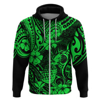 Hawaii Pineapple Hoodie Paradise Flowers Pacific With Green Polynesian Tribal - Wonder Print Shop