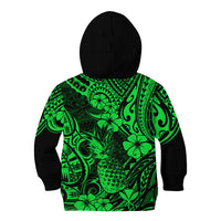 Hawaii Pineapple Kid Hoodie Paradise Flowers Pacific With Green Polynesian Tribal - Wonder Print Shop
