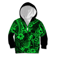 Hawaii Pineapple Kid Hoodie Paradise Flowers Pacific With Green Polynesian Tribal - Wonder Print Shop