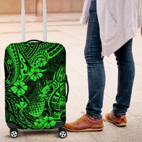Hawaii Pineapple Luggage Cover Paradise Flowers Pacific With Green Polynesian Tribal - Wonder Print Shop