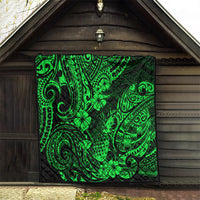 Hawaii Pineapple Quilt Paradise Flowers Pacific With Green Polynesian Tribal - Wonder Print Shop