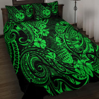 Hawaii Pineapple Quilt Bed Set Paradise Flowers Pacific With Green Polynesian Tribal - Wonder Print Shop