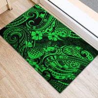 Hawaii Pineapple Rubber Doormat Paradise Flowers Pacific With Green Polynesian Tribal - Wonder Print Shop