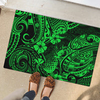 Hawaii Pineapple Rubber Doormat Paradise Flowers Pacific With Green Polynesian Tribal - Wonder Print Shop