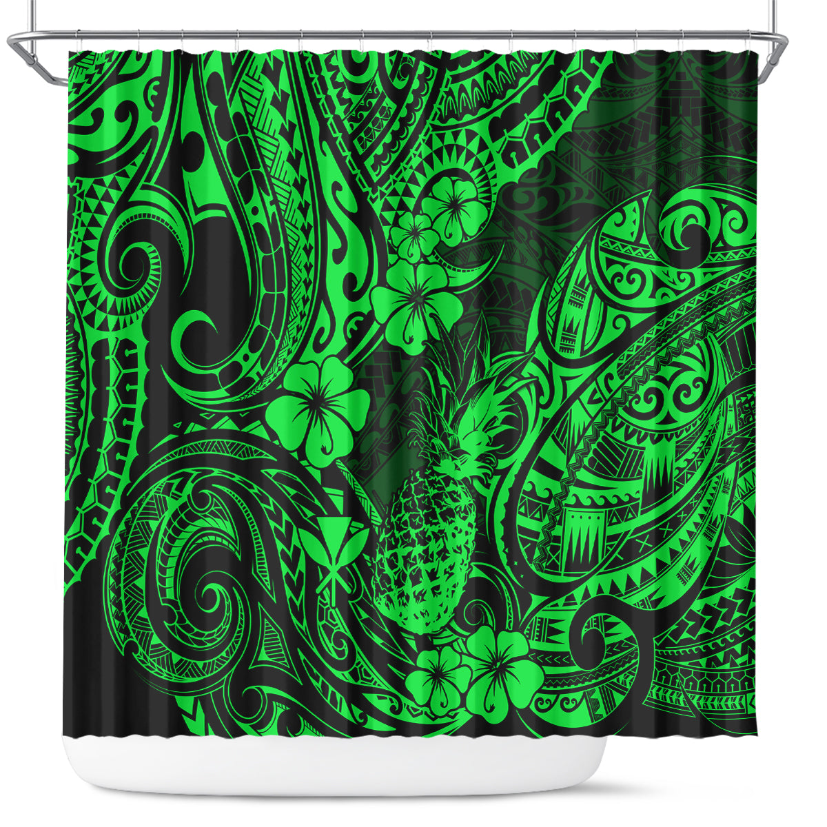 hawaii-pineapple-shower-curtain-paradise-flowers-pacific-with-green-polynesian-tribal
