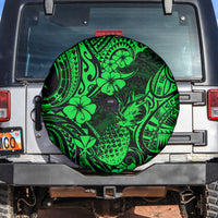Hawaii Pineapple Spare Tire Cover Paradise Flowers Pacific With Green Polynesian Tribal - Wonder Print Shop