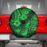 Hawaii Pineapple Spare Tire Cover Paradise Flowers Pacific With Green Polynesian Tribal - Wonder Print Shop