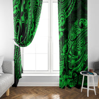 Hawaii Pineapple Window Curtain Paradise Flowers Pacific With Green Polynesian Tribal - Wonder Print Shop