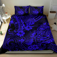 Hawaii Pineapple Bedding Set Paradise Flowers Pacific With Navy Blue Polynesian Tribal - Wonder Print Shop