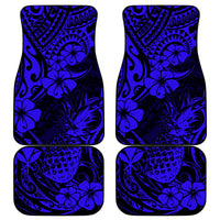 Hawaii Pineapple Car Mats Paradise Flowers Pacific With Navy Blue Polynesian Tribal - Wonder Print Shop