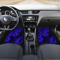 Hawaii Pineapple Car Mats Paradise Flowers Pacific With Navy Blue Polynesian Tribal - Wonder Print Shop
