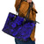 Hawaii Pineapple Leather Tote Bag Paradise Flowers Pacific With Navy Blue Polynesian Tribal - Wonder Print Shop